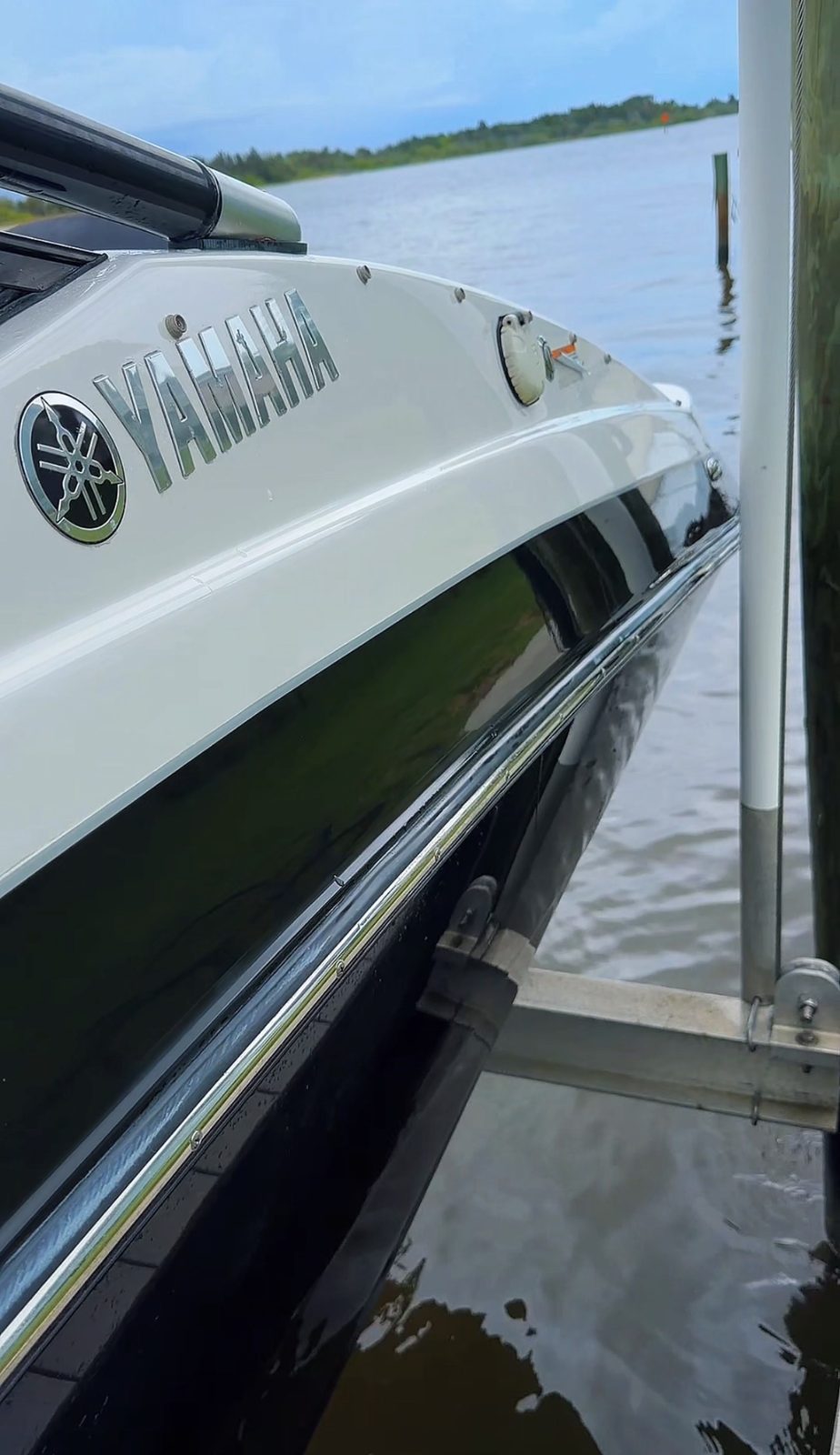 Glossy black Yamaha hull after correction